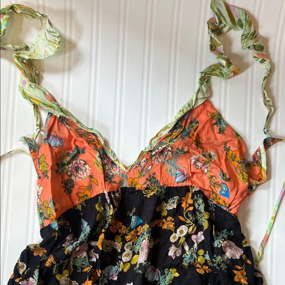 Anthropologie Floral Print Sleep Romper with Tie NWOT